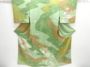 雪輪に草花模様訪問着